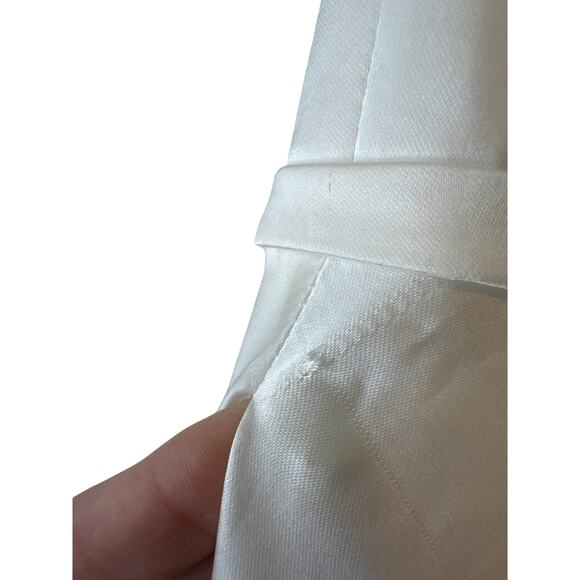 Mac Duggal White Satin One Shoulder Ruffle Gown Evening Dress Size 10 - Picture 7 of 14